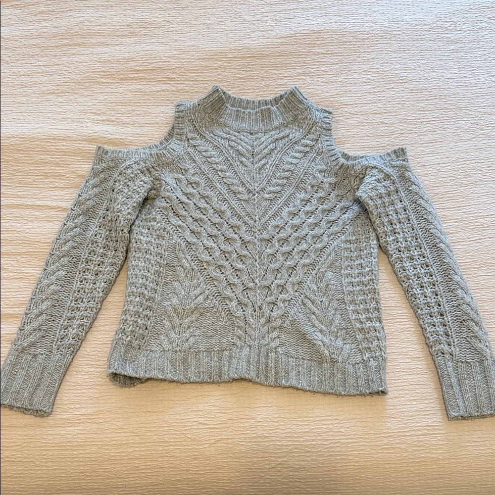 Express Light Gray Off-the-Shoulder Sweater